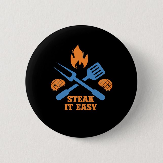 Håll det lätt BQ Barbecue Grill Chef Gif Knapp (Framsida)