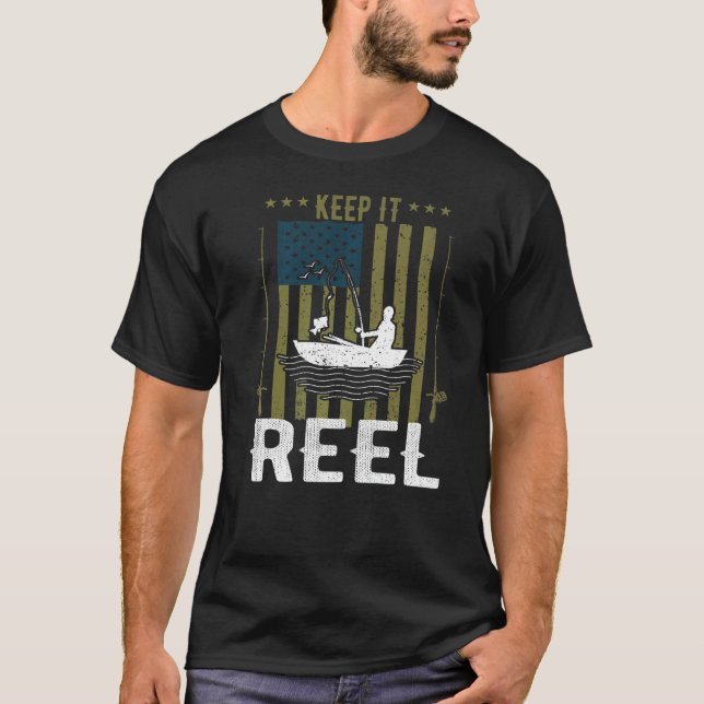 Håll det verkliga fiskkroken Usa Flagga Kamouflage T Shirt (Framsida)