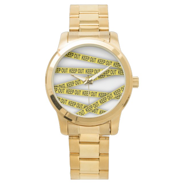 Håll dig borta från behållan, håll inte kor polisb armbandsur (Framsida)