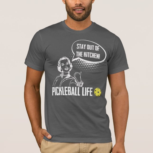 Håll dig borta från Köksfonen Pickleball Humor T Shirt (Framsida)