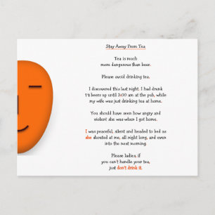 Håll dig borta från Tea Not Beer Funny Maka Joke H Vykort