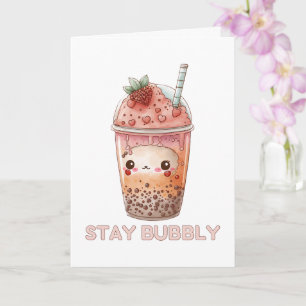 Håll dig bubblig boba söt bubbelte perlate söt pin kort