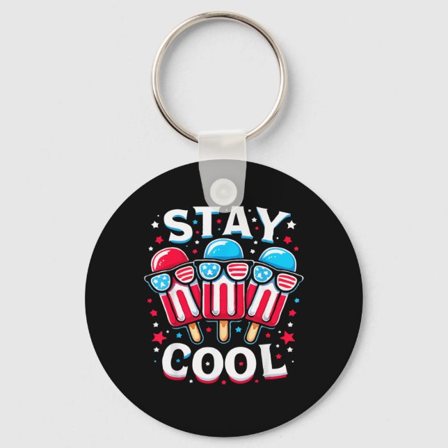 Håll dig cool 4 juli Popsicle USA Flagga Nyckelring (Framsida)
