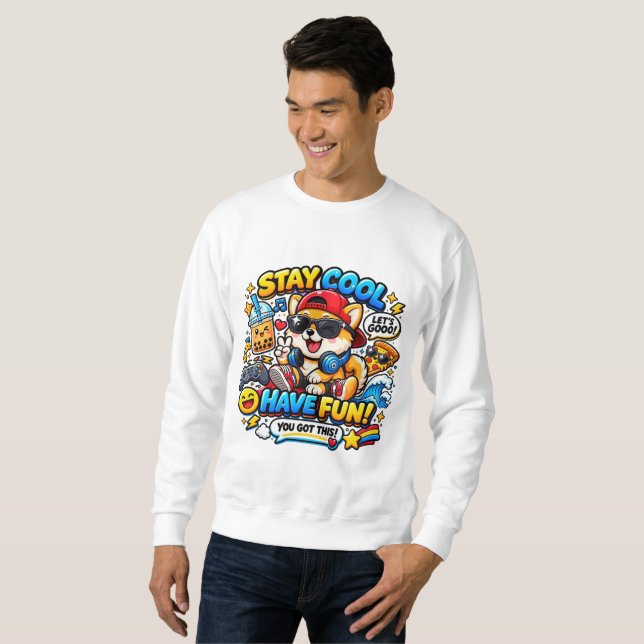 Håll dig cool Corgi   Lång Ärmad Tröja (Hel framsida)