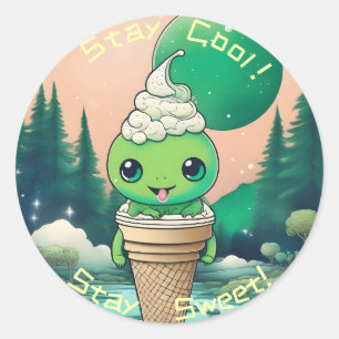 "Håll dig cool, håll dig söt - Ice Cream Creature Runt Klistermärke