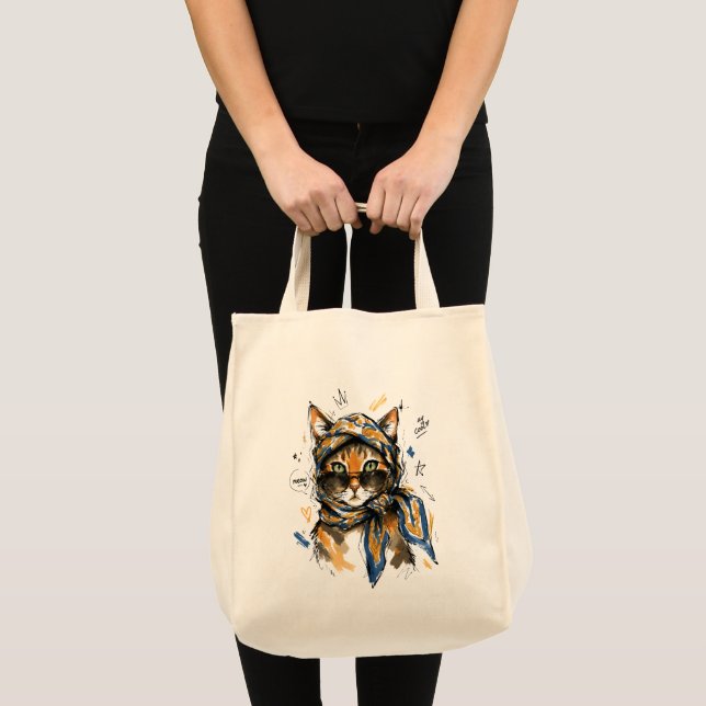 Håll dig cool katt med solglasögon & Paisley-scarf Tygkasse (Framsida (produkt))