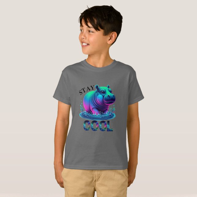 Håll dig cool neonflodhäst som chillar t shirt (Hel framsida)