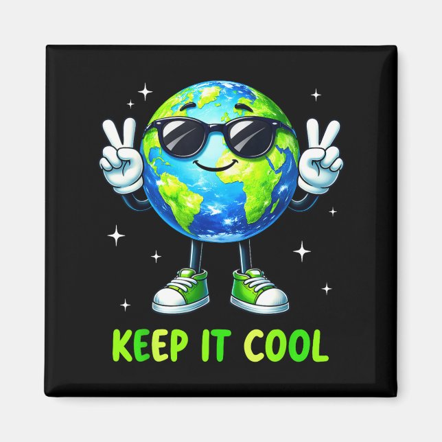 Håll dig cool planet fredstecken jordens dag män p magnet (Framsidan)