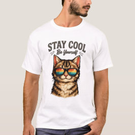 Håll dig cool Var dig själv Katt med solglasögon R T Shirt