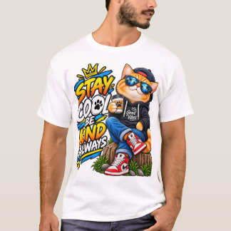 Håll dig cool Var snäll Alltid – Cool Cat Good Vib T Shirt