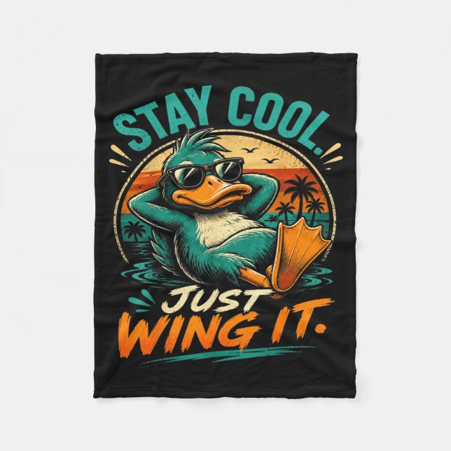 Håll dig cool, wing it rolig retro anka fleecefilt (Framsidan)