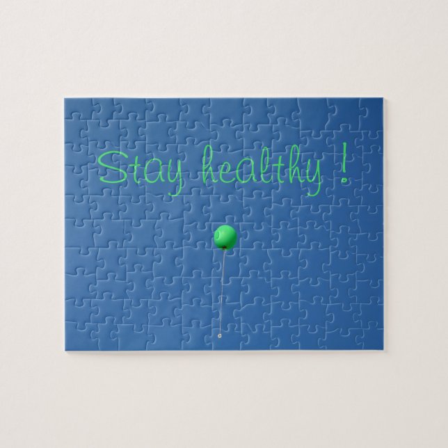 Håll dig frisk med grön ballong i himlen pussel (Horisontell)