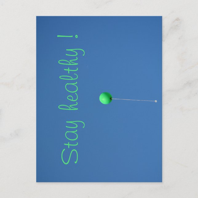 Håll dig frisk med grön ballong i himlen vykort (Framsida)