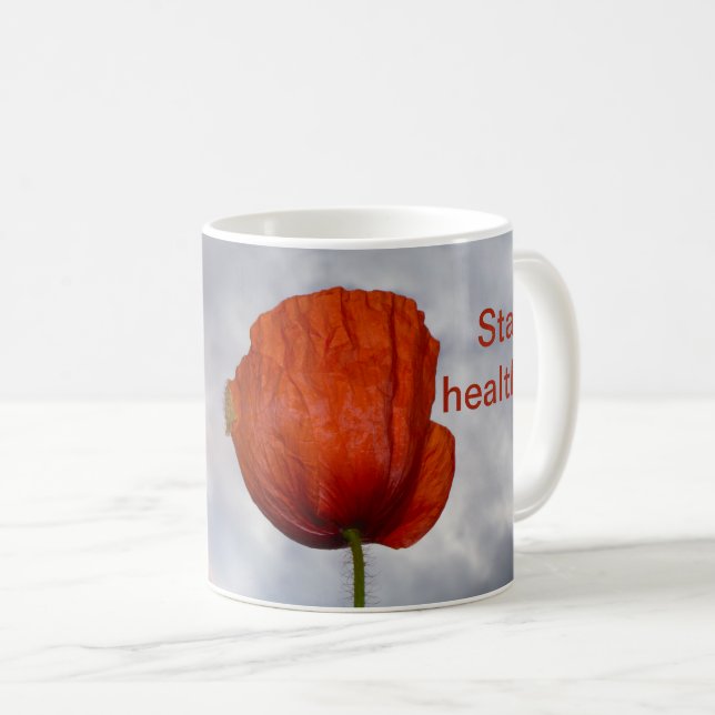 Håll dig frisk med röd blomma kaffemugg (Framsida höger)