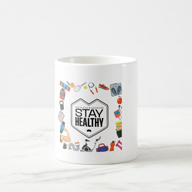 Håll dig frisk motiverande design kaffemugg (Center)