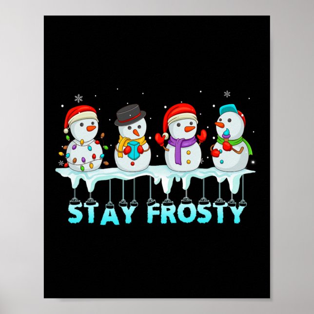 Håll dig frostig kul jul cool snö man kvinnor barn poster (Framsidan)