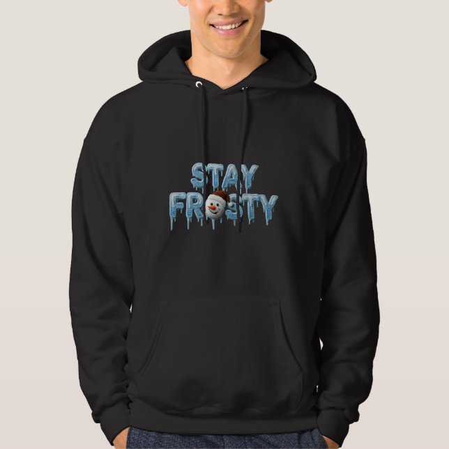 Håll dig frostig – mysig stickad garn juldesign hoodie (Framsida)