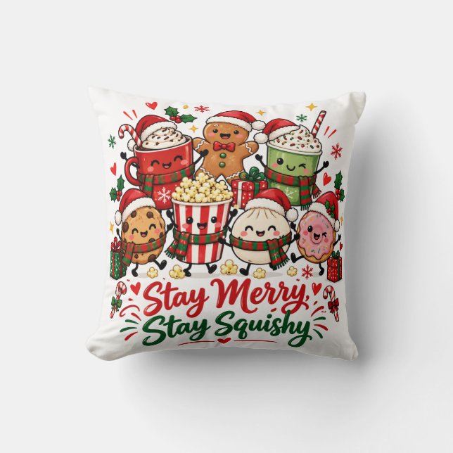Håll dig glad håll dig squishy jul varm choklad kudde (Framsida)