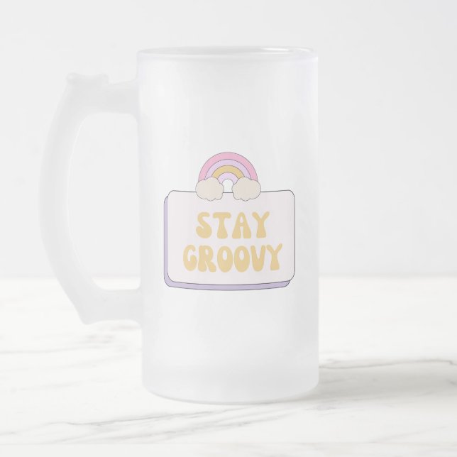 Håll dig groovy frostat ölglas (Vänster)