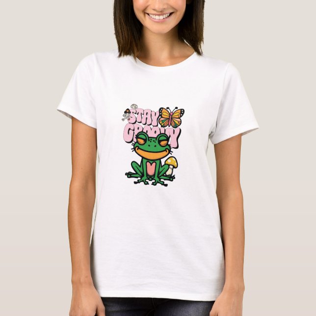 Håll dig Groovy Groda T Shirt (Framsida)