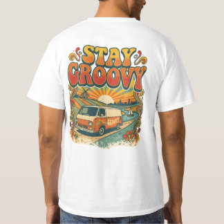 Håll dig groovy Retro bil solnedgång T Shirt