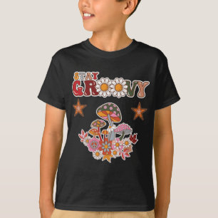 Håll dig groovy Retro svamp & tusenskönsblomma vin T Shirt
