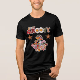 Håll dig Groovy Retro Svamp & Tusenskönsblomma Vin T Shirt