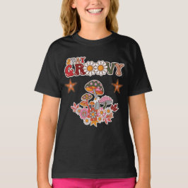 Håll dig groovy Retro svamp & tusenskönsblomma vin T Shirt