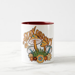 Håll dig Groovy Retro Svamp Två-Tonad Mugg