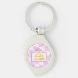 Håll dig groovy swirl silverfärgad nyckelring