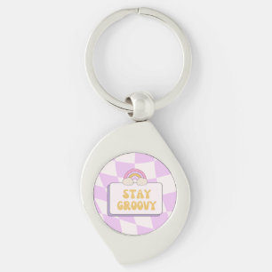 Håll dig groovy swirl silverfärgad nyckelring