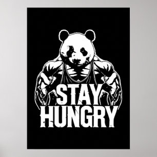 Håll dig Hungrig, Gym Panda, Bodybuilding Motivati Poster
