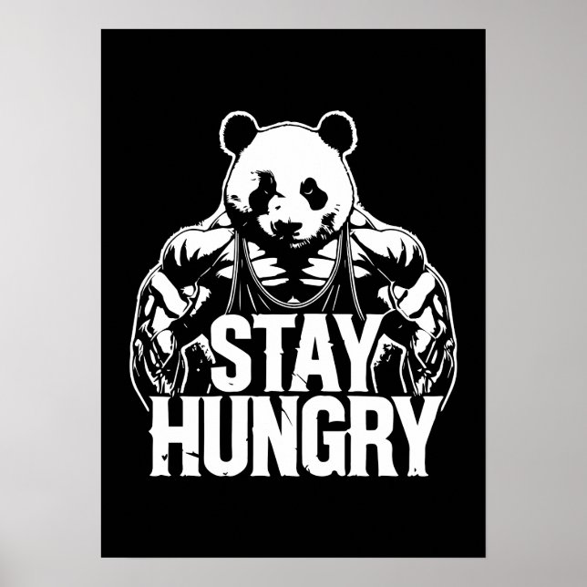 Håll dig Hungrig, Gym Panda, Bodybuilding Motivati Poster (Framsidan)