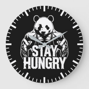 Håll dig Hungrig, Gym Panda, Bodybuilding Motivati Stor Klocka