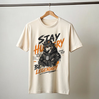 Håll dig hungrig Jaga mer Varg Grafisk T-Shirt |