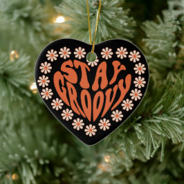 Håll dig i Groovy-hjärtat med blommor Julgransprydnad Keramik