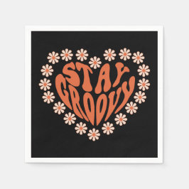 Håll dig i Groovy-hjärtat med blommor Pappersservett
