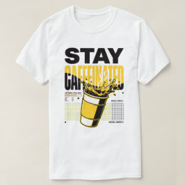 Håll dig Kaffeiniserad Neon Punk Gul Kaffe Kopp T Shirt