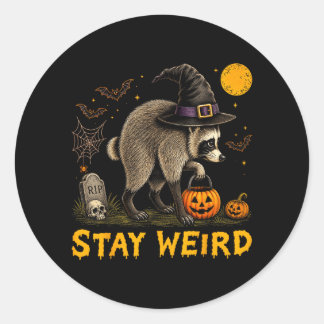 Håll dig konstig Jimothy Seattle Raccoon Halloween Runt Klistermärke