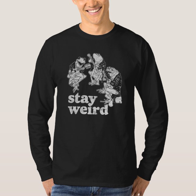 Håll dig konstig! Söta grodor & svampar Gitarr Ban T Shirt (Framsida)