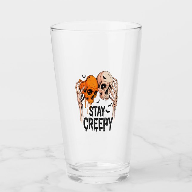 Håll dig läskig PNG, Retro Dödskalle Halloween Glaskopp (Framsida)