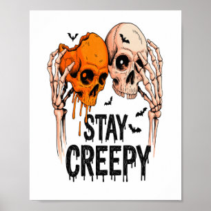 Håll dig läskig PNG, Retro Dödskalle Halloween Poster