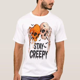 Håll dig läskig PNG, Retro Dödskalle Halloween T Shirt