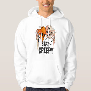 Håll dig läskig PNG, Retro Skalle Halloween Hoodie