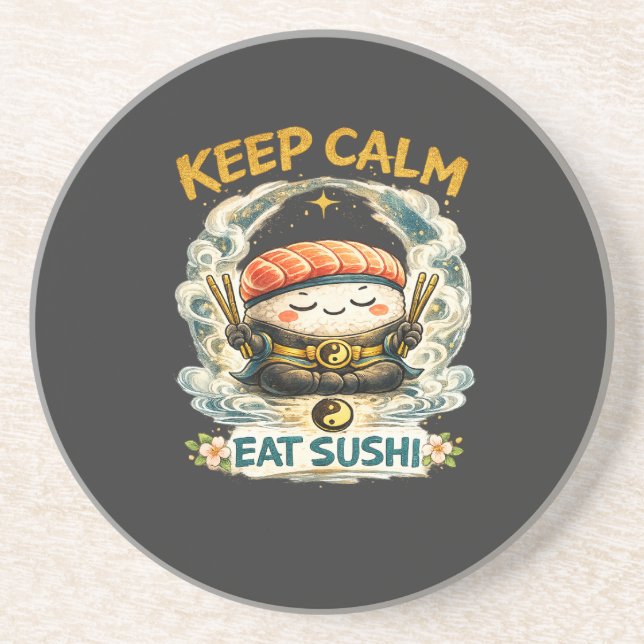 Håll dig lugn & ät Sushi – Zen Kawaii Sushi Underlägg (Framsidan)