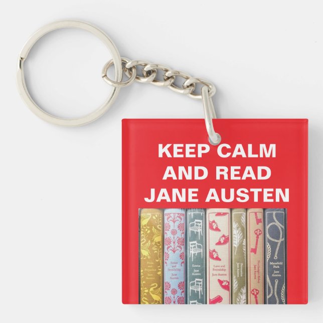 Håll dig lugn, läs Jane Austen-nyckelring (Framsidan)