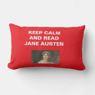 Håll dig lugn, läs Jane Austen-nyckelring Lumbarkudde