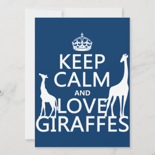 Håll dig lugn och älskar giraffer - alla färger inbjudningar