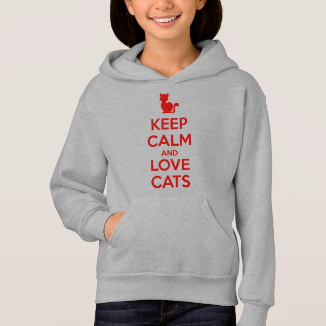 Håll dig lugn och älskar katter t shirt (Framsida)