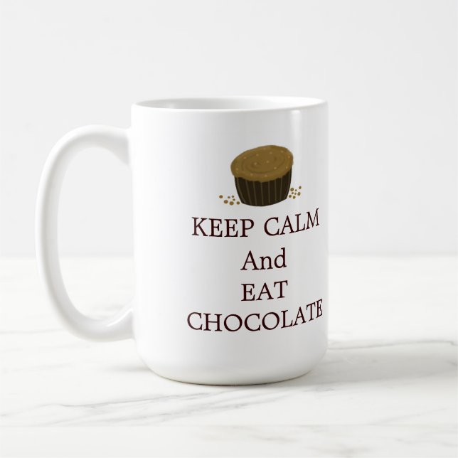 Håll dig lugn och ät choklad kaffemugg (Vänster)